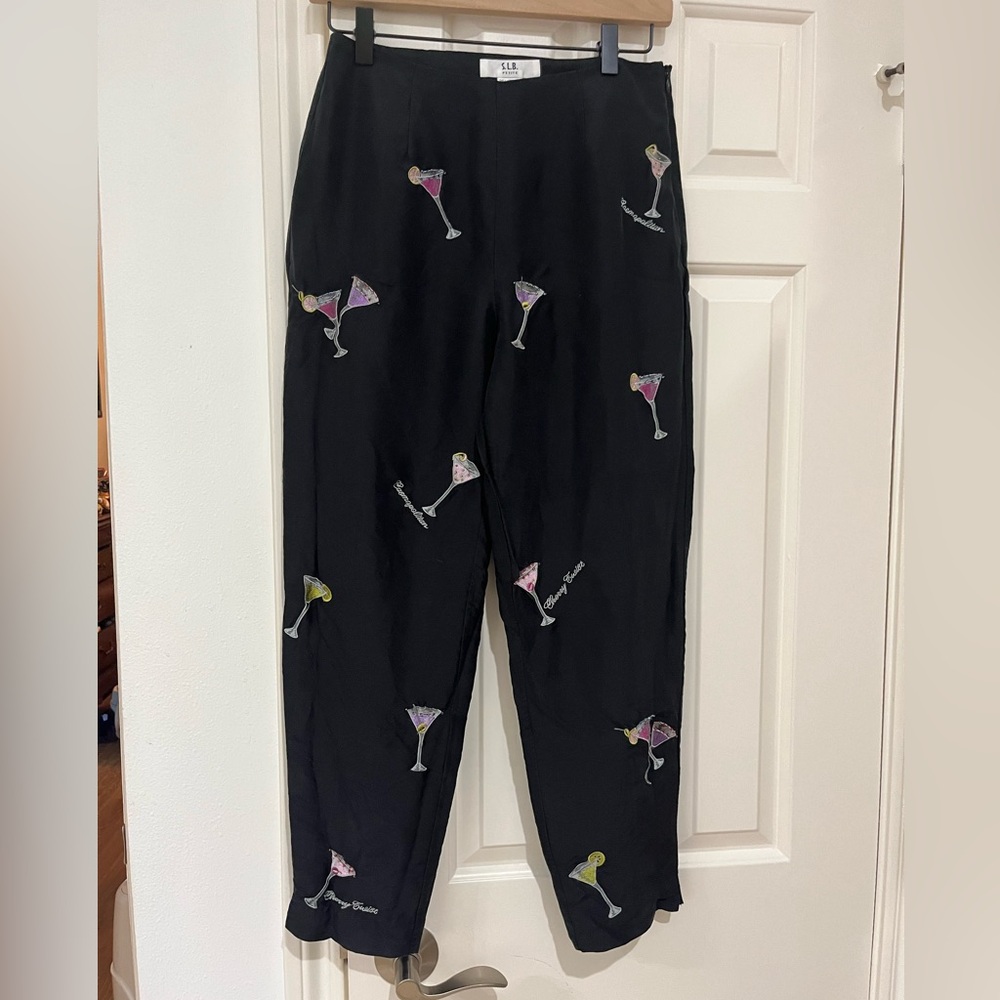SLB Silk Black Cocktail Dress Pants size 4P